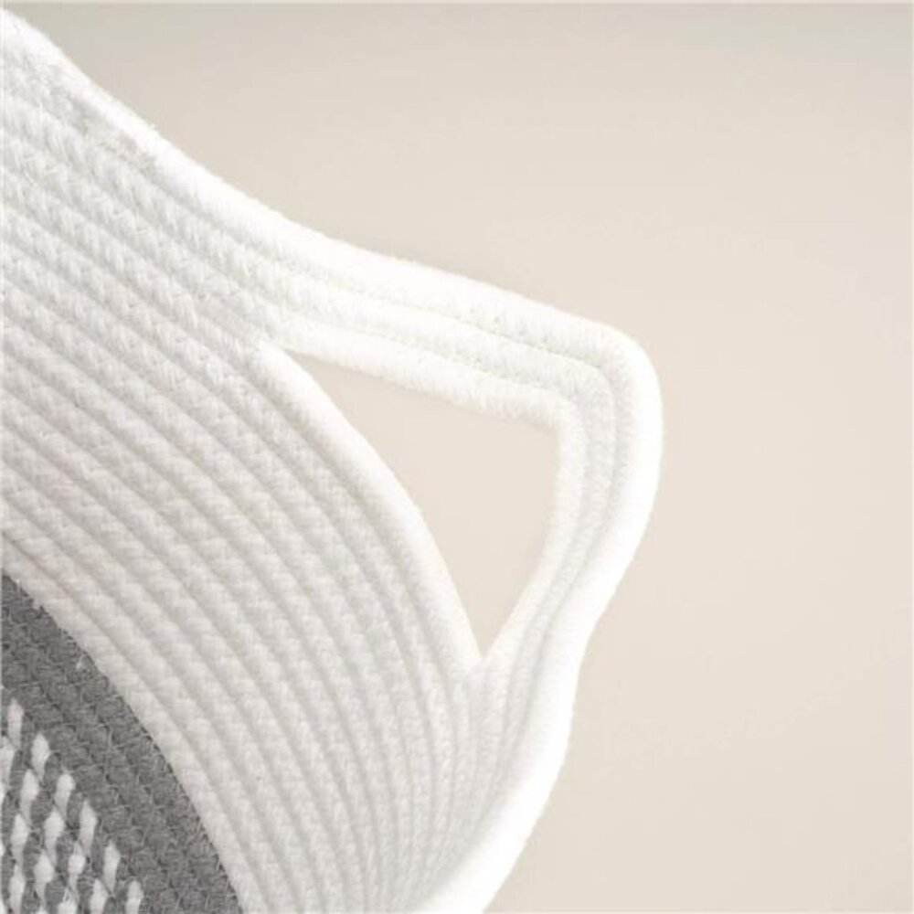Square Cotton Rope Woven Basket with Handles For Books, Magazines, Toys Basket - Picture 4 of 8
